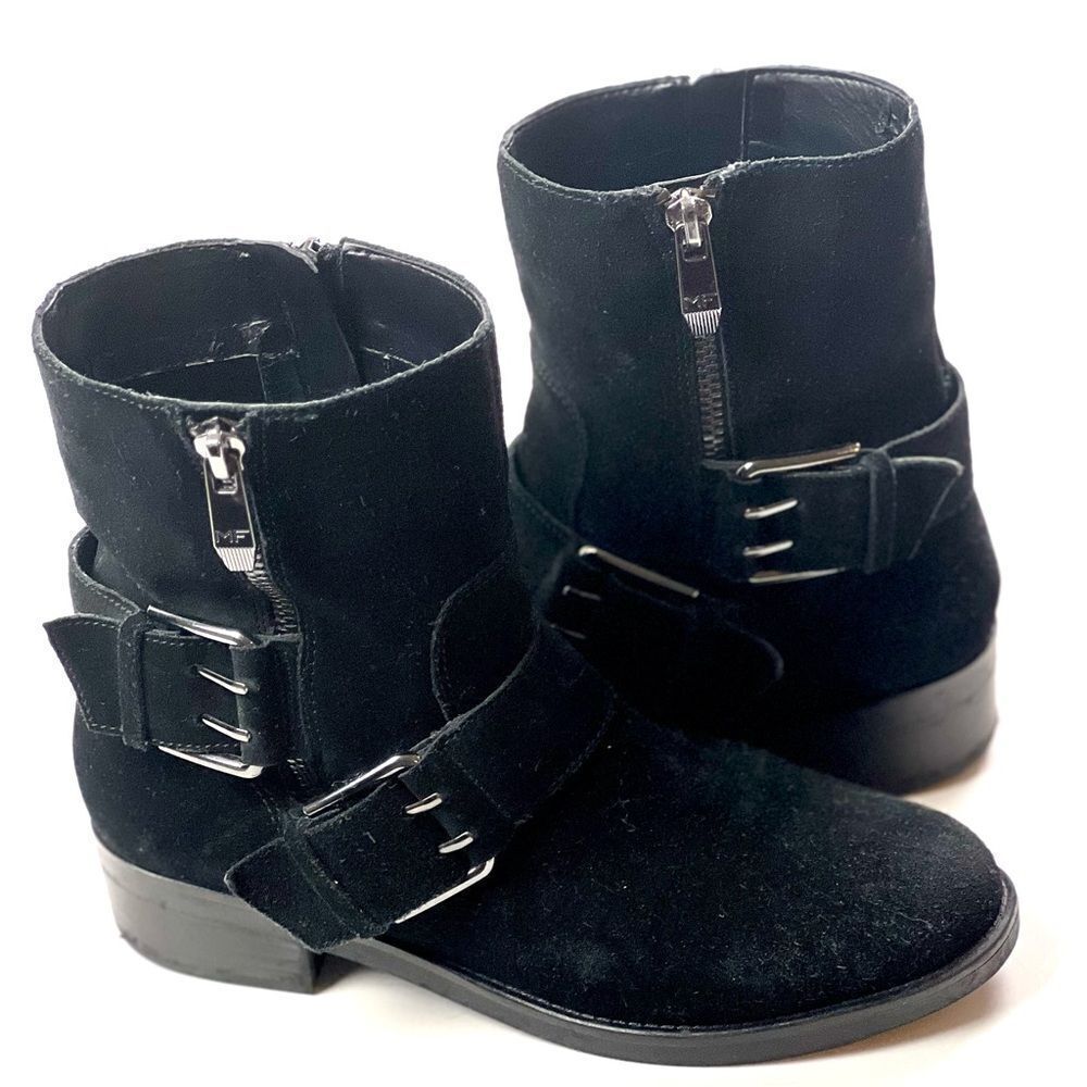 Marc Fisher Black Parole Buckle Moto Boots